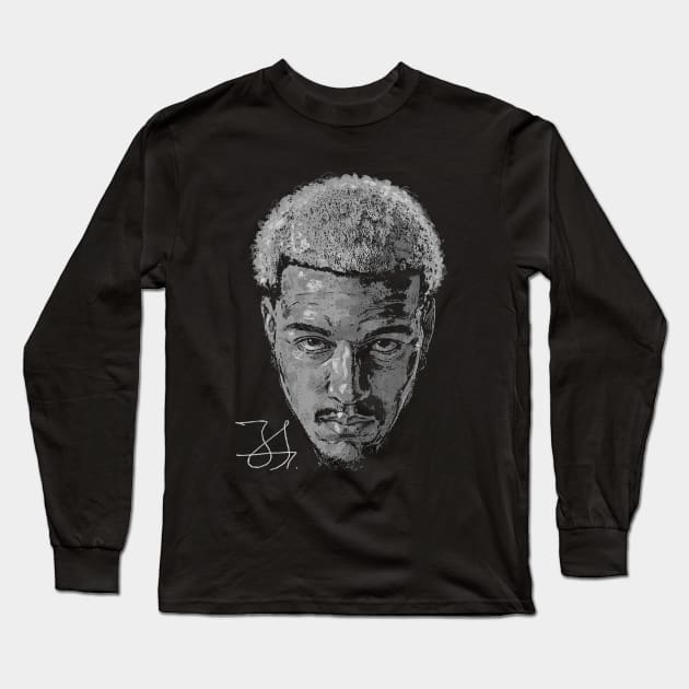 Jeremy Sochan San Antonio Portrait B&W Long Sleeve T-Shirt by artbygonzalez